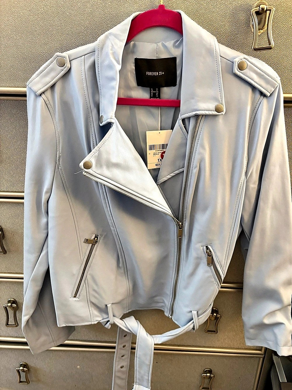 Forever 21 Moto Jacket Blue 1X NWT